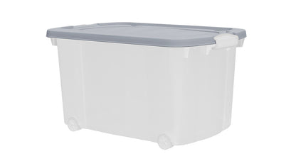 2x Aufbewahrungsbox 45L mit Deckel Kunststoffbox Stapelbox Lager Box Transparent
