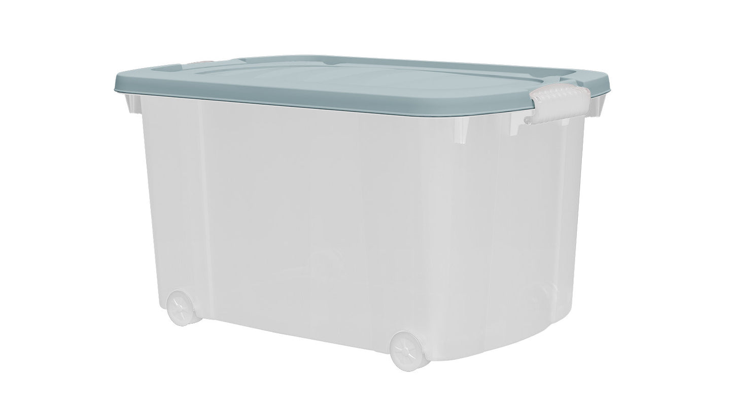 2x Aufbewahrungsbox 45L mit Deckel Kunststoffbox Stapelbox Lager Box Transparent