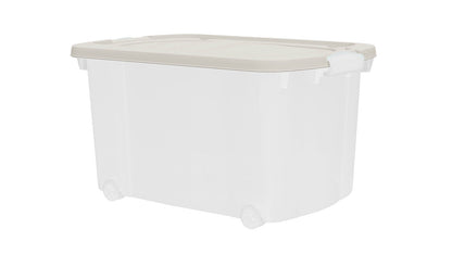 2x Aufbewahrungsbox 45L mit Deckel Kunststoffbox Stapelbox Lager Box Transparent