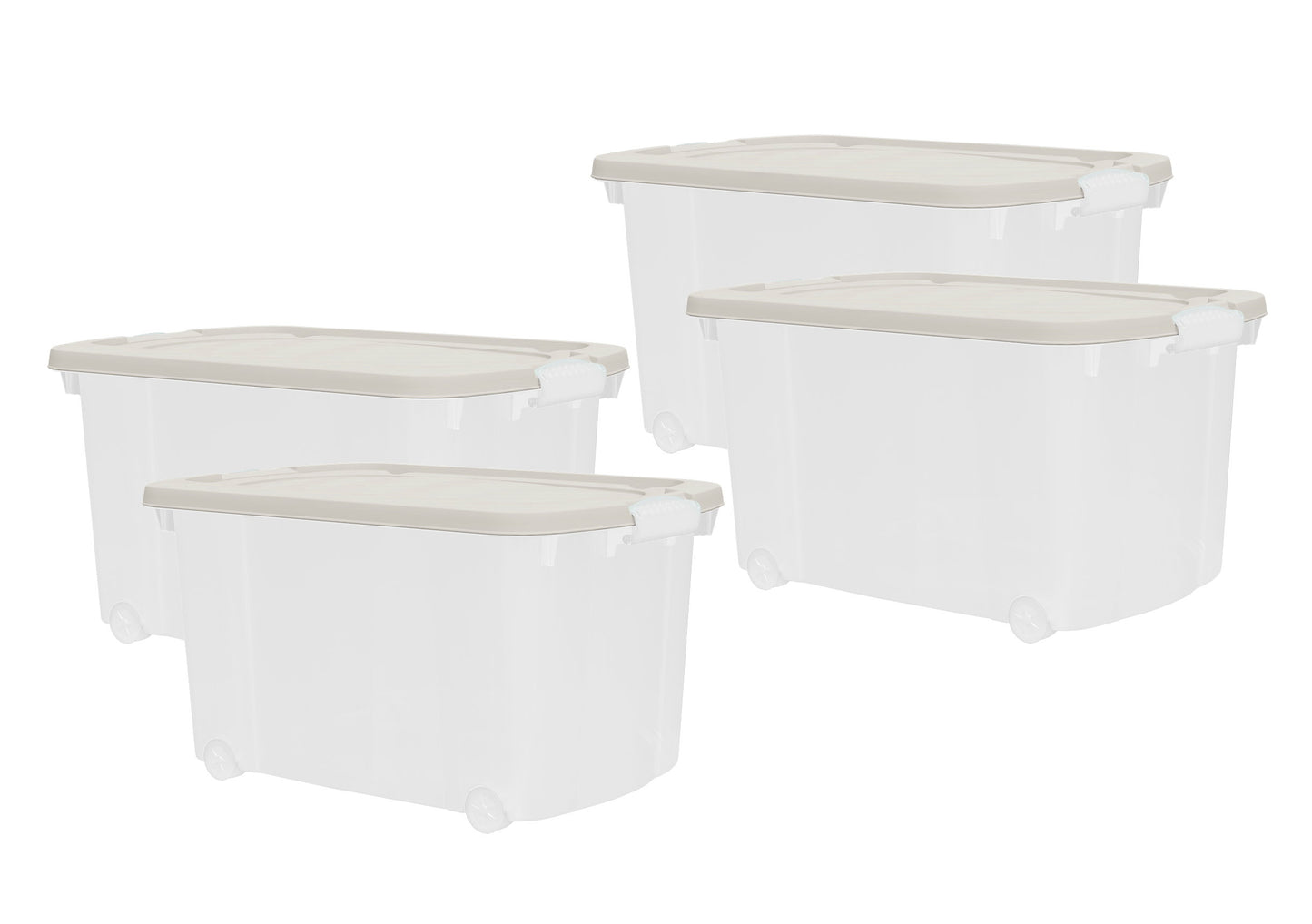 4x Aufbewahrungsbox 45L Set Deckel Kunststoffbox Stapelbox Lager Box Transparent