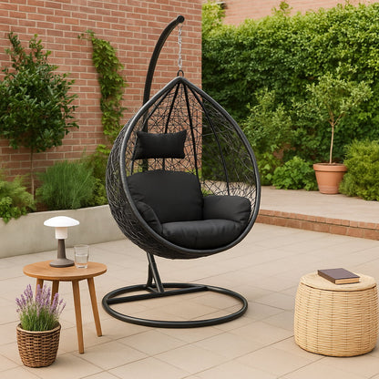 Korb Hängesessel Solea mit Gestell + Kissen Hängestuhl Lounge Hängekorb Sessel