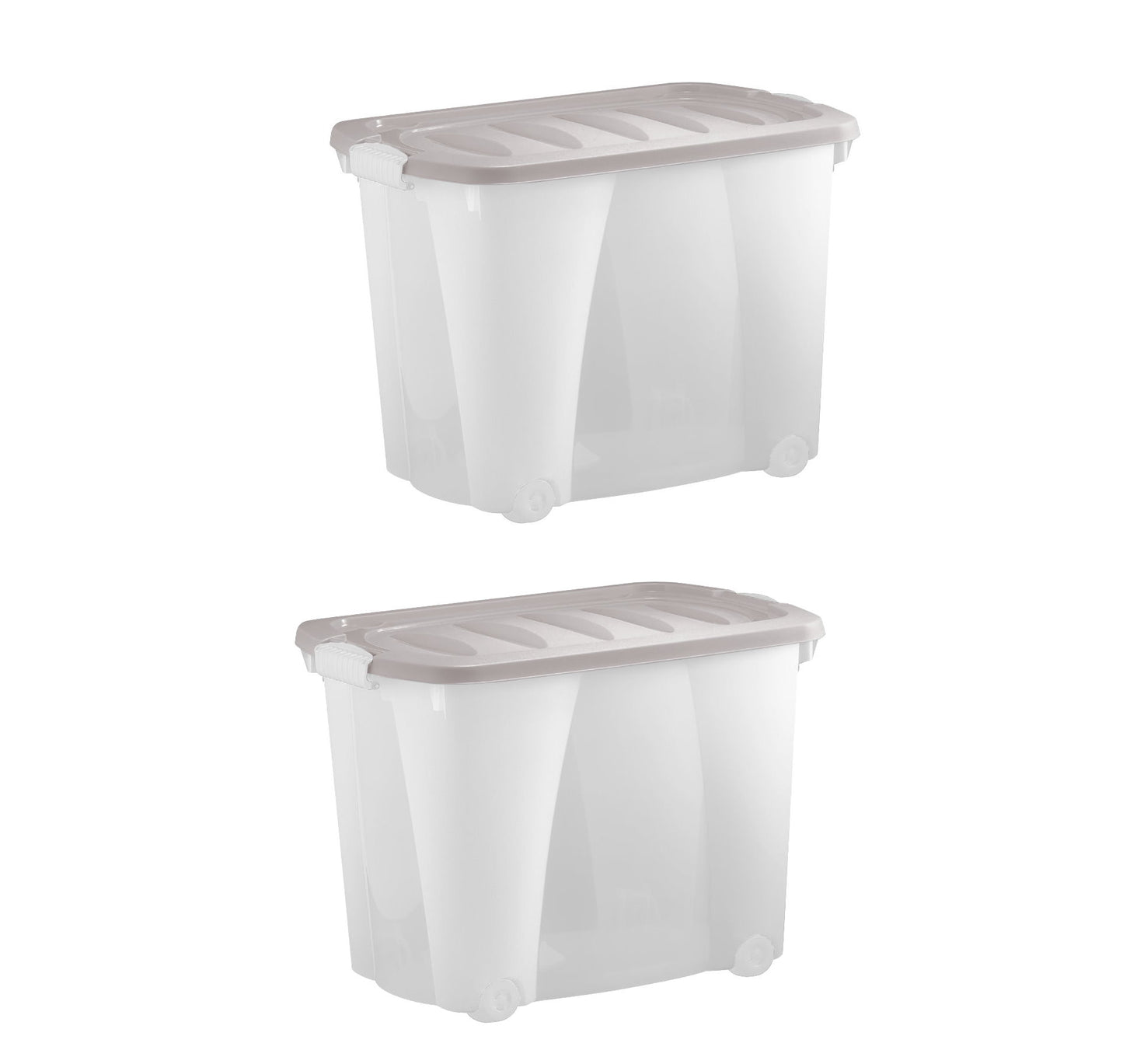 2x Aufbewahrungsbox 60L m. Deckel Spielzeug Kiste Kunststoff Stapelbox Lager Box