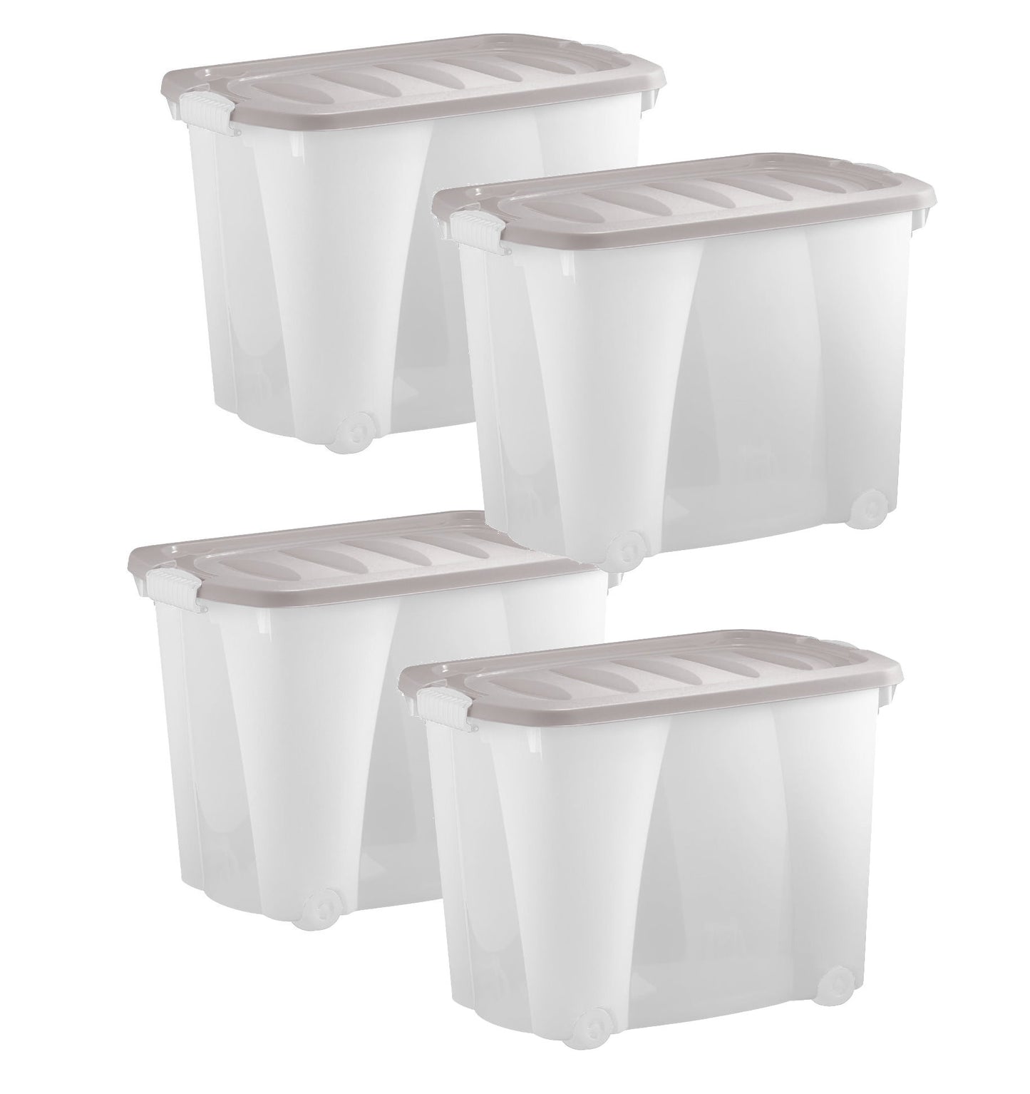 4x Aufbewahrungsbox 60L m. Deckel Spielzeug Kiste Kunststoff Stapelbox Lager Box