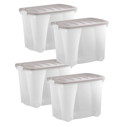 4x Aufbewahrungsbox 60L m. Deckel Spielzeug Kiste Kunststoff Stapelbox Lager Box