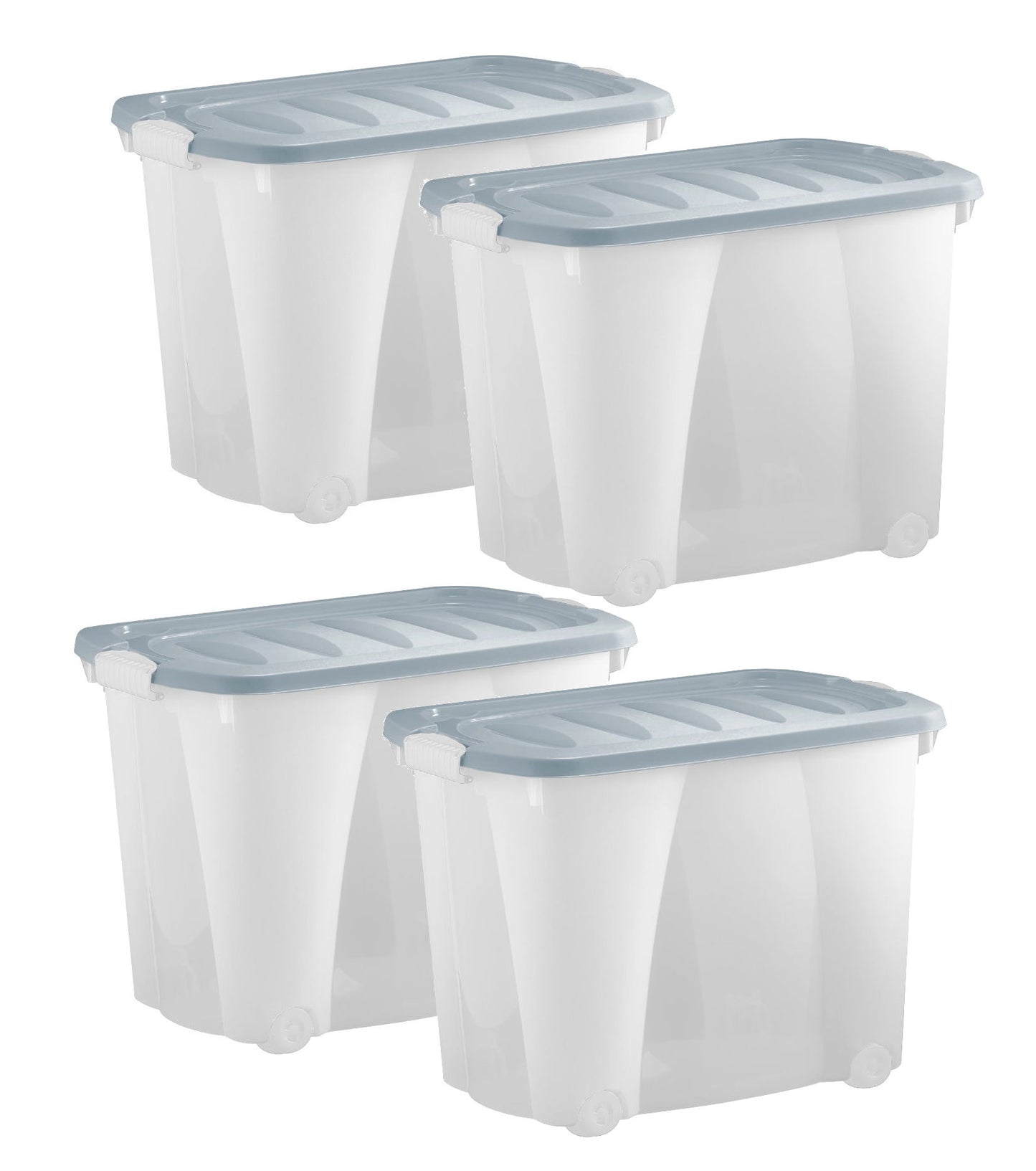 4x Aufbewahrungsbox 60L m. Deckel Spielzeug Kiste Kunststoff Stapelbox Lager Box