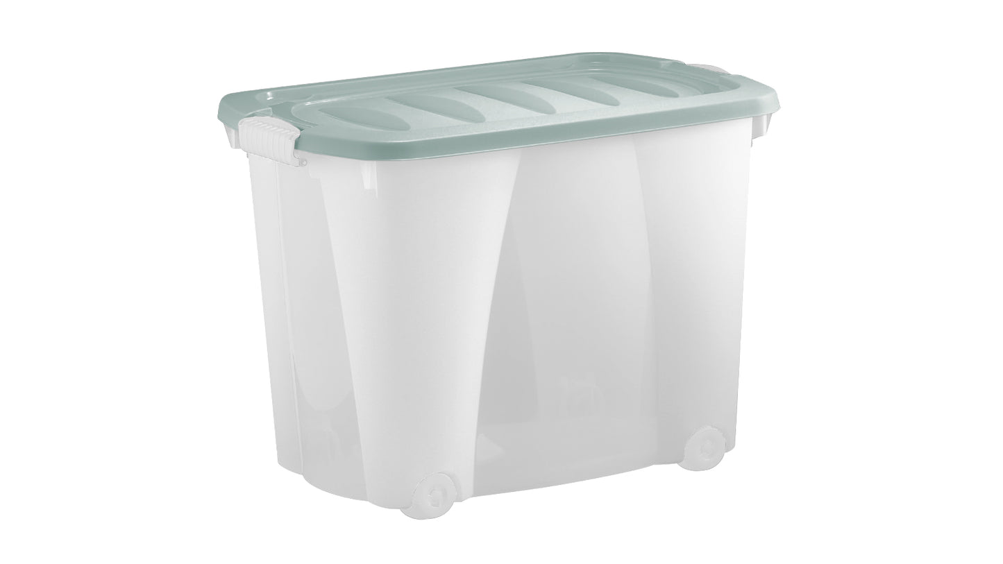 2x Aufbewahrungsbox 60L m. Deckel Spielzeug Kiste Kunststoff Stapelbox Lager Box