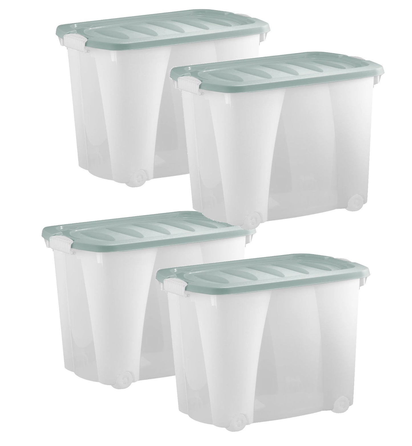 4x Aufbewahrungsbox 60L m. Deckel Spielzeug Kiste Kunststoff Stapelbox Lager Box