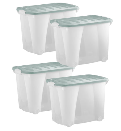 4x Aufbewahrungsbox 60L m. Deckel Spielzeug Kiste Kunststoff Stapelbox Lager Box