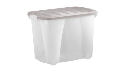 2x Aufbewahrungsbox 60L m. Deckel Spielzeug Kiste Kunststoff Stapelbox Lager Box