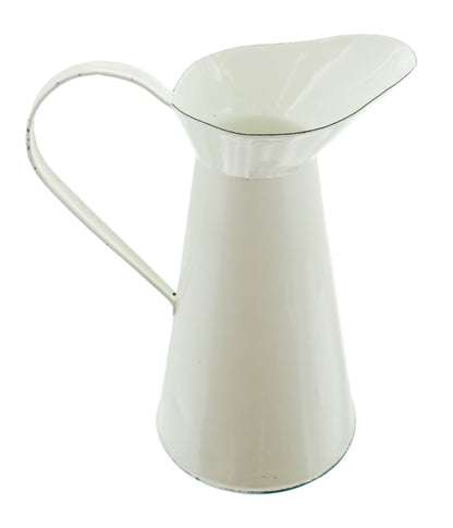 Deko Kanne Wasser Waschkrug Metall Krug Shabby Vintage Emaille-Optik creme weiß