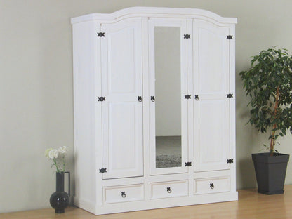3-türiger Kiefer Kleiderschrank New Mexico weiß