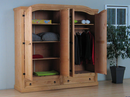 4-türiger Kiefer Kleiderschrank New Mexico natur