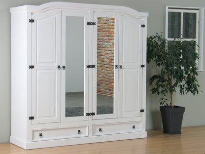 4-türiger Kiefer Kleiderschrank New Mexico weiss Schrank Schlafzimmer massiv