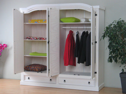 4-türiger Kiefer Kleiderschrank New Mexico weiss Schrank Schlafzimmer massiv