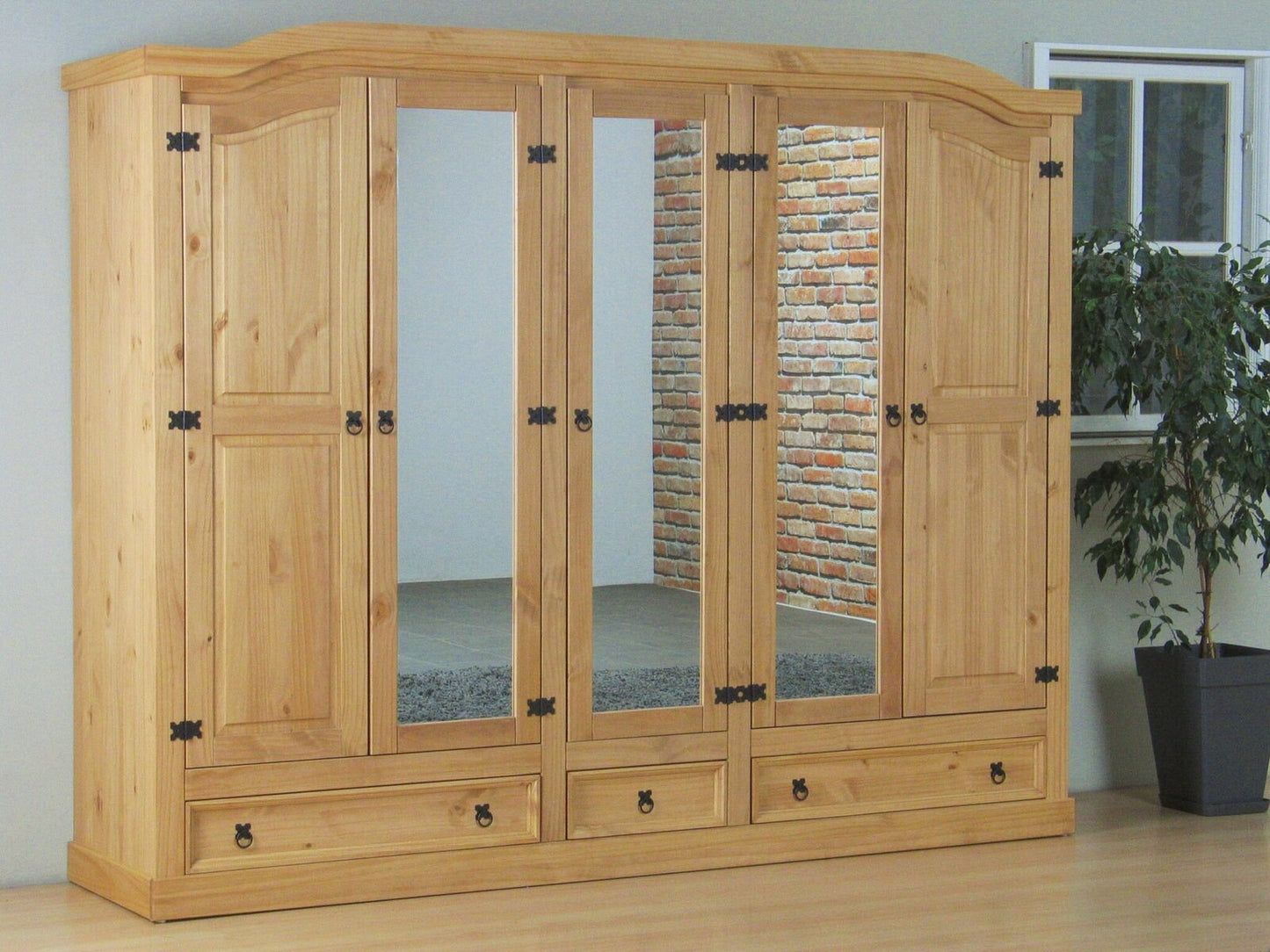 5-türiger Kiefer Kleiderschrank New Mexico natur