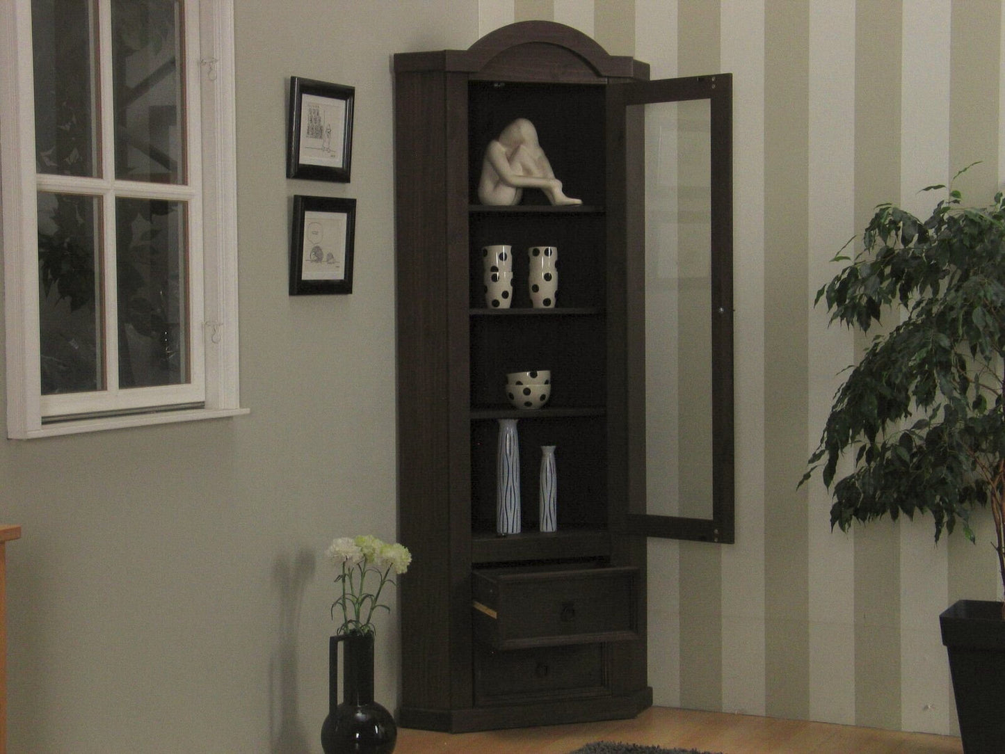 Eckschrank New Mexico Kiefer massiv kolonial Mexiko Wohnzimmer Vitrine Schrank