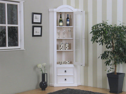 Eckschrank New Mexico Kiefer massiv weiss Mexiko Wohnzimmer Vitrine Schrank