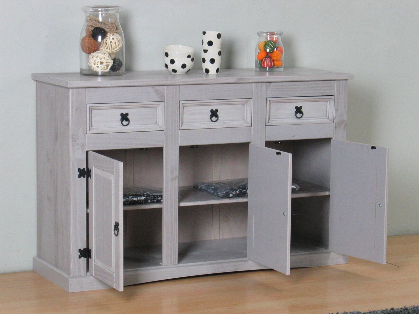 Sideboard New Mexiko Kiefer massiv grau Mexico Kommode Anrichte Schrank