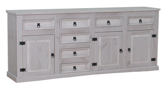 Sideboard New Mexiko Kiefer massiv grau Mexico Schubladen Kommode Schrank