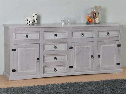 Sideboard New Mexiko Kiefer massiv grau Mexico Schubladen Kommode Schrank