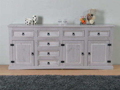 Sideboard New Mexiko Kiefer massiv grau Mexico Schubladen Kommode Schrank