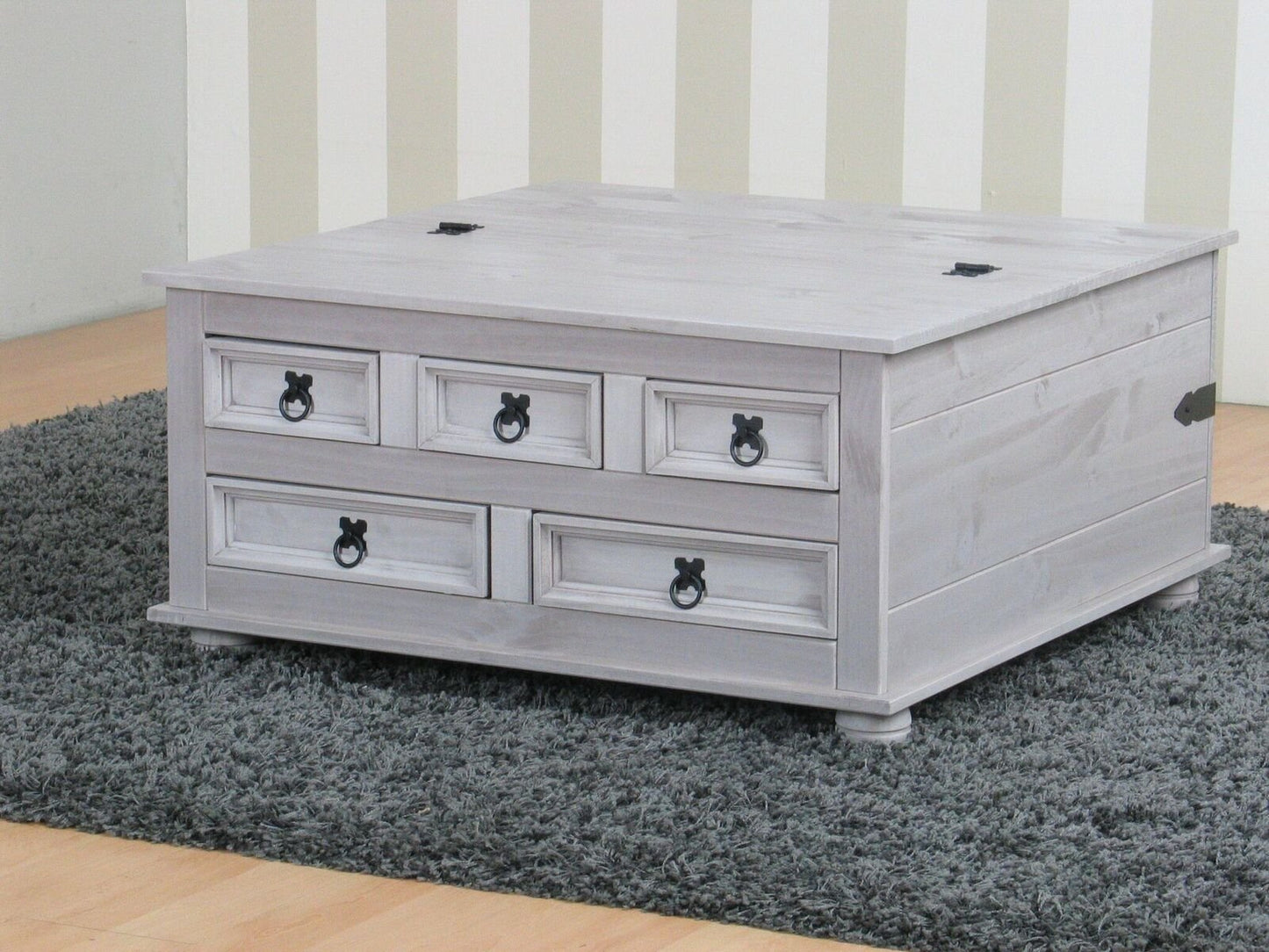 Kiefer Truhentisch New Mexico Mexiko grau massiv Couchtisch Truhe Holztruhe