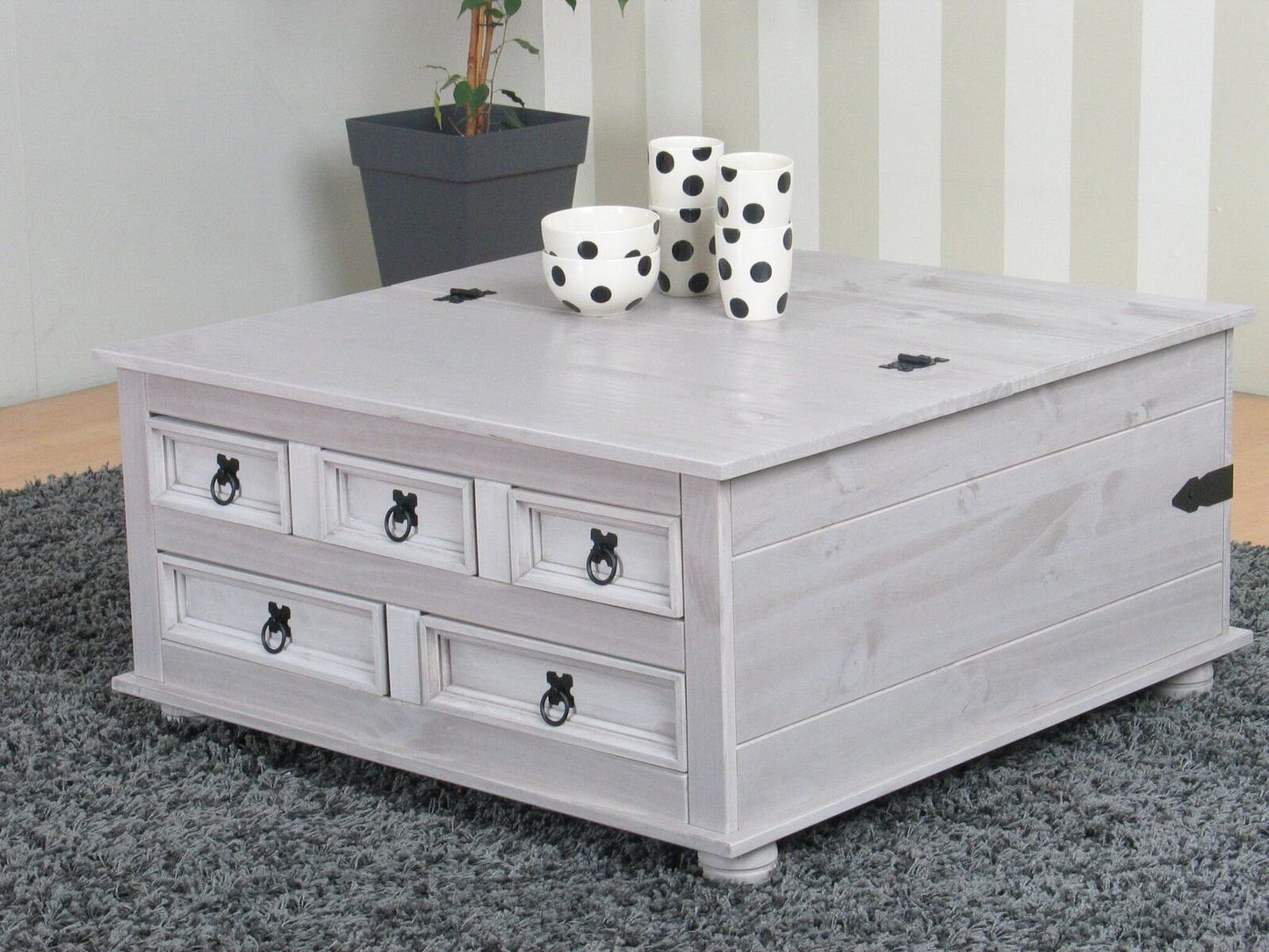 Kiefer Truhentisch New Mexico Mexiko grau massiv Couchtisch Truhe Holztruhe