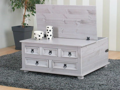 Kiefer Truhentisch New Mexico Mexiko grau massiv Couchtisch Truhe Holztruhe
