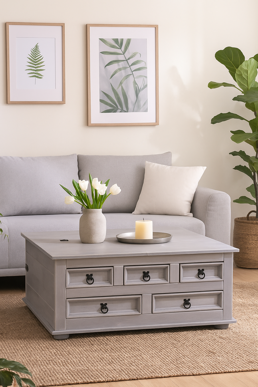 Kiefer Truhentisch New Mexico Mexiko grau massiv Couchtisch Truhe Holztruhe