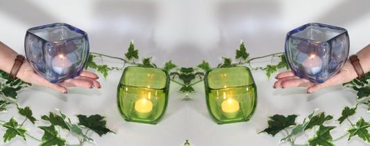 4x XL Blockleuchter 10cm Kerzenständer Glasschale Glas Windlicht Teelichthalter