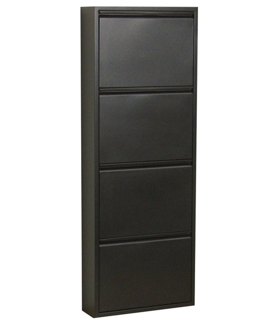 Schuhschrank Pisa New 4 Klappen Metall Schuhkipper Schuhregal Ablage Schrank