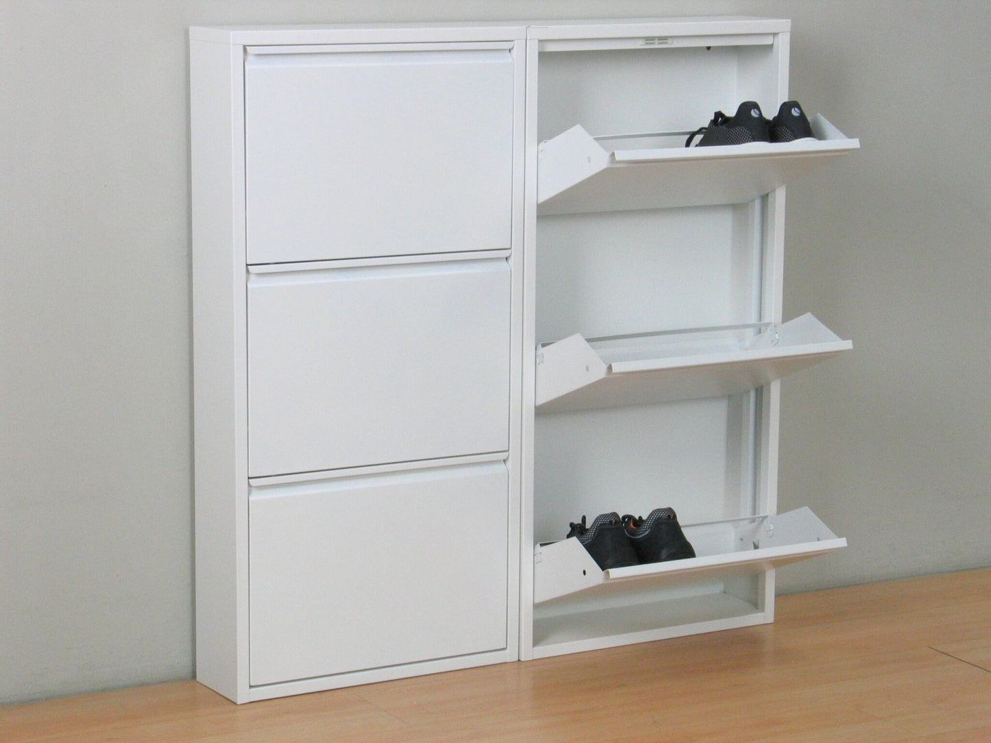XL Schuhschrank Pisa New 6 Klappen Metall Schuhkipper Schuh Regal Ablage Schrank
