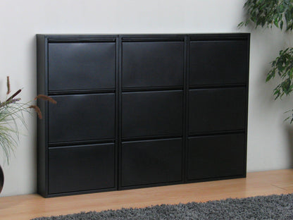 XXL Schuhschrank Pisa New 9 Klappen Metall Schuhkipper Regal Ablage Schrank