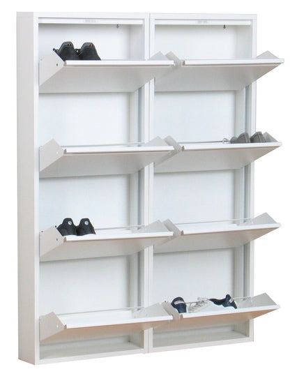 XL Schuhschrank Pisa New 8 Klappen Metall Schuhkipper Schuh Regal Ablage Schrank
