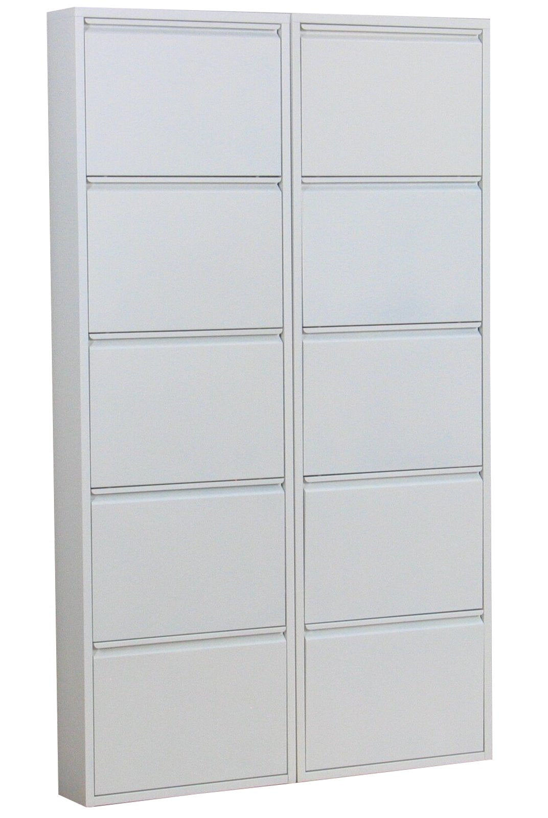 XL Schuhschrank Pisa New 10 Klappen Metall Schuhkipper Schuhregal Ablage Schrank