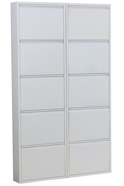 XL Schuhschrank Pisa New 10 Klappen Metall Schuhkipper Schuhregal Ablage Schrank
