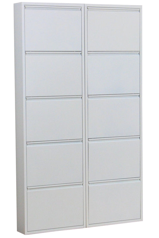 XL Schuhschrank Pisa New 10 Klappen Metall Schuhkipper Schuhregal Ablage Schrank