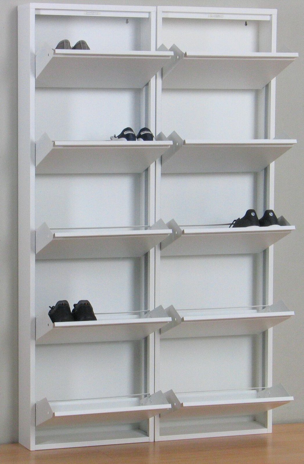 XL Schuhschrank Pisa New 10 Klappen Metall Schuhkipper Schuhregal Ablage Schrank
