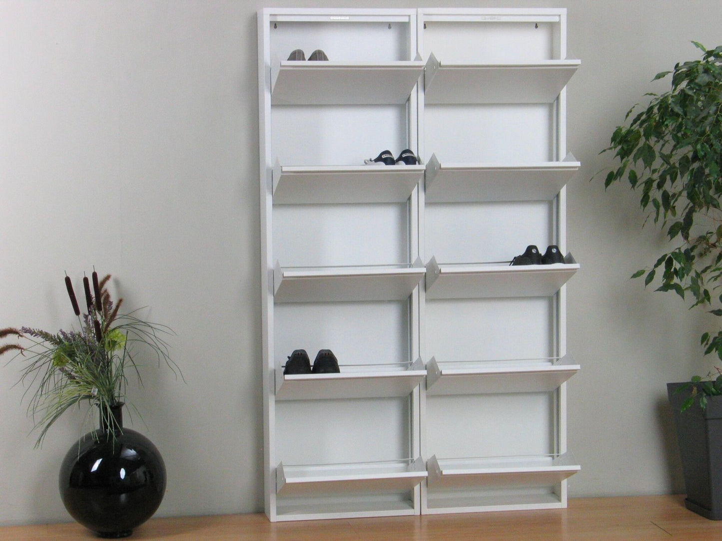 XL Schuhschrank Pisa New 10 Klappen Metall Schuhkipper Schuhregal Ablage Schrank
