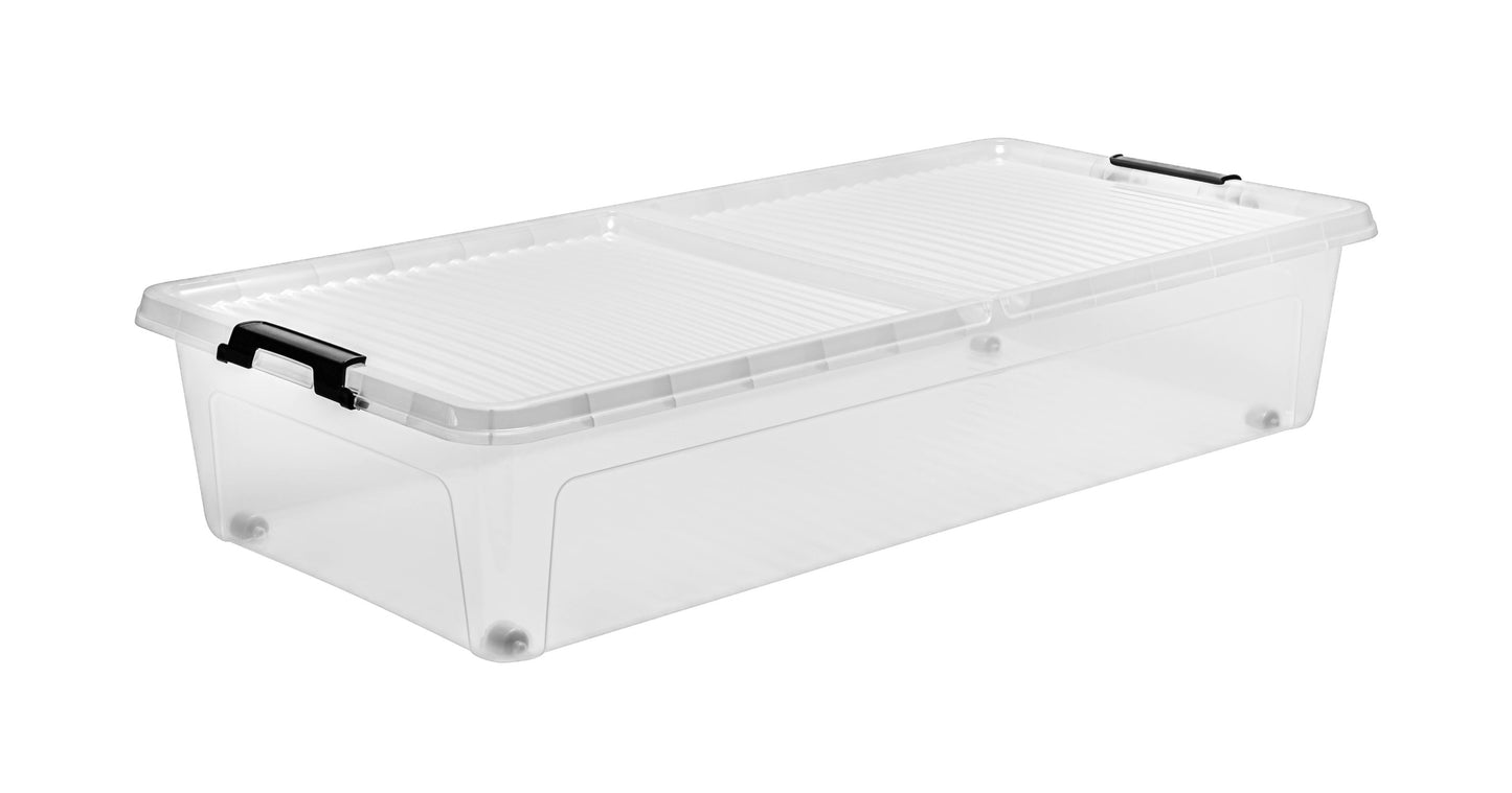 XL Unterbett Kommode mit Rollen 36L 80cm Deckel Spielzeug Box Aufbewahrung Kiste