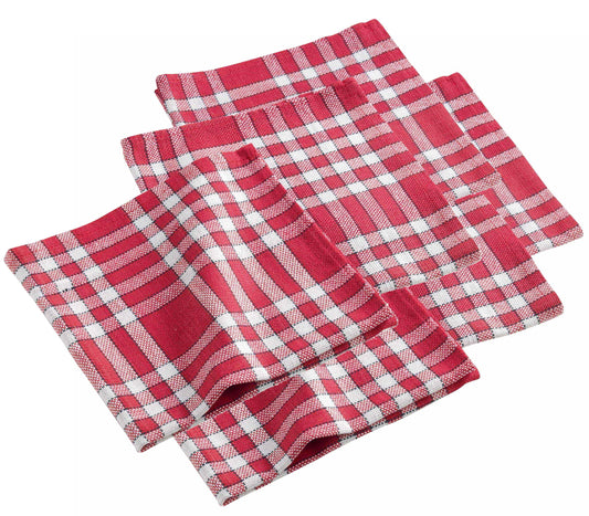 6x Landhaus Stoffservietten Baumwolle 45x45 rot kariert Stoff Tisch Servietten