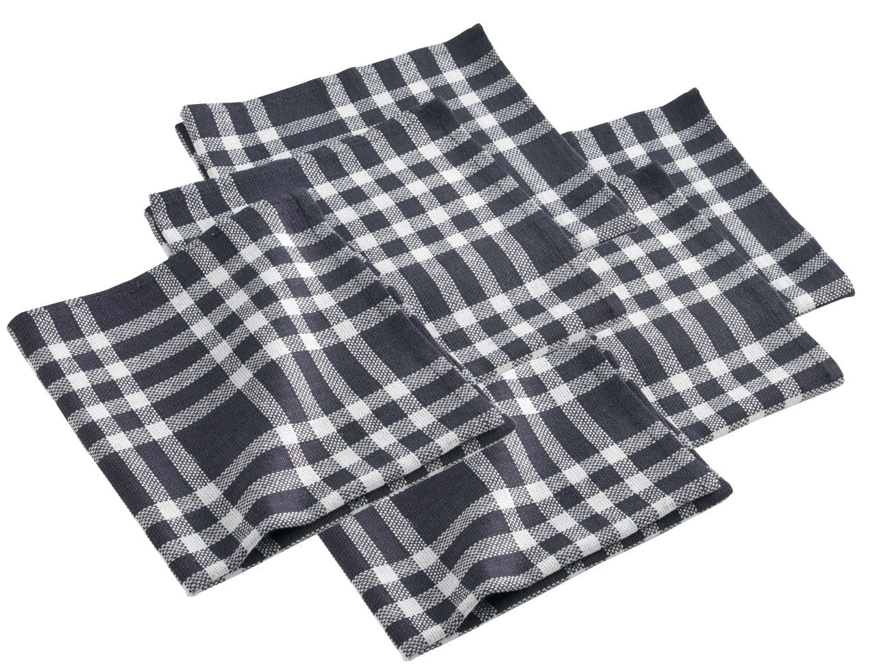 6x Landhaus Stoffservietten Baumwolle 45x45 schwarz kariert Tisch Servietten