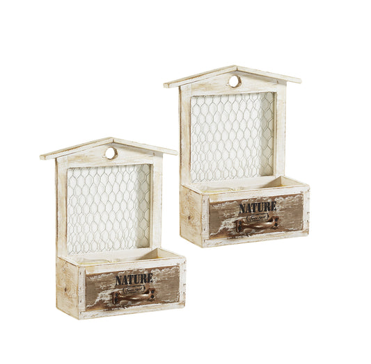 2x Mini Holz Pflanzschale Blumentopf Pflanzkasten Blumenkasten Deko Shabby Chic