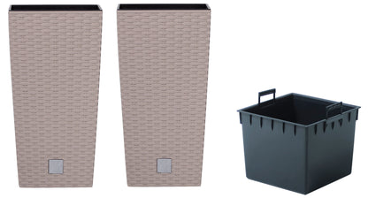2x 50cm Pflanzschale Rattan Optik Blumentopf Übertopf Kübel Garten Blumenkübel