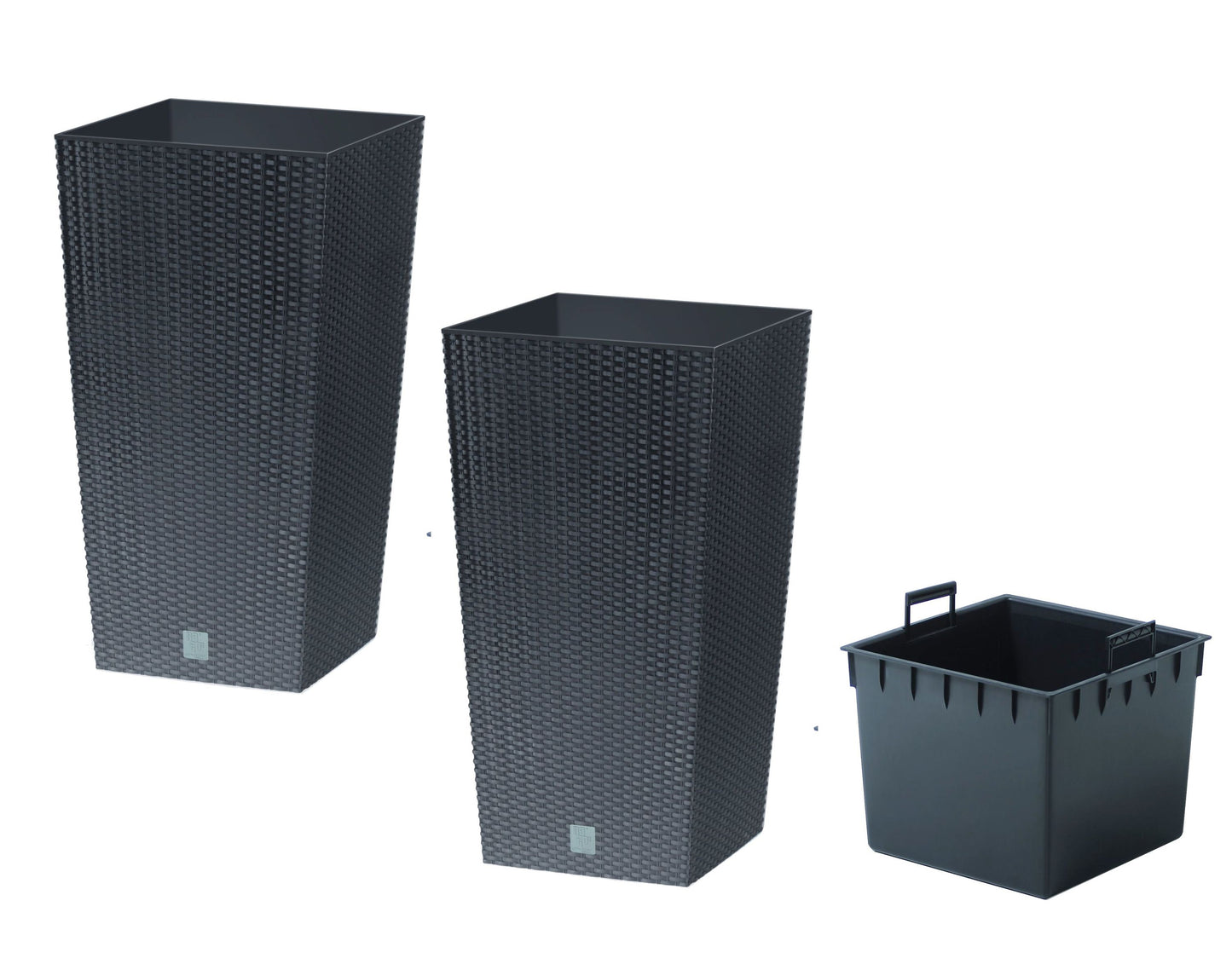 2x 50cm Pflanzschale Rattan Optik Blumentopf Übertopf Kübel Garten Blumenkübel