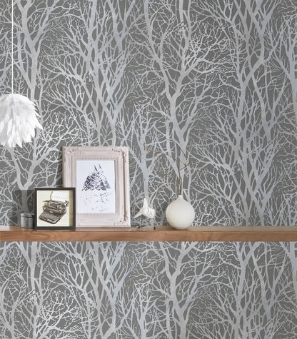 A.S. Création Tapete Attractive 2 300943 Grau Wald Wandtapete Vlies Vliestapeten