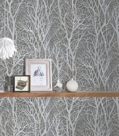 A.S. Création Tapete Attractive 2 300943 Grau Wald Wandtapete Vlies Vliestapeten