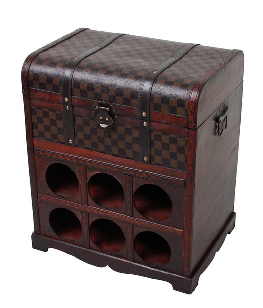 Kolonial Holz Weinregal Flaschenregal Weinfass Regal f. 6 Flaschen Koffer Truhe