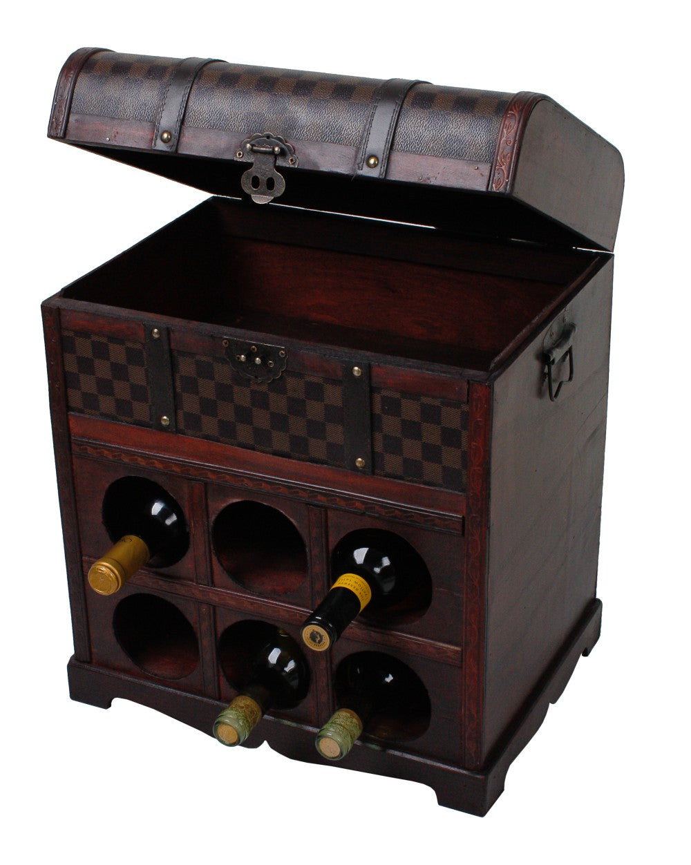 Kolonial Holz Weinregal Flaschenregal Weinfass Regal f. 6 Flaschen Koffer Truhe