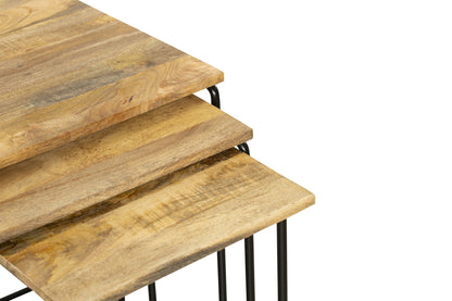 INTERIA Home & Living Beistelltisch CHENNAI 3er Set Tisch Wohnzimmer Altholz